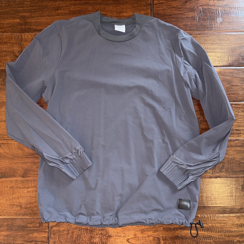 Gymshark Retake Crew Long Sleeve Shirt Gray Men's Size Large Gym Side Zip